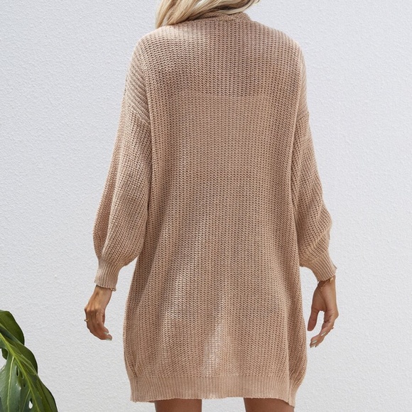 Dusty Blue Open Front Knit Oversized Cardigan - Picture 5 of 8